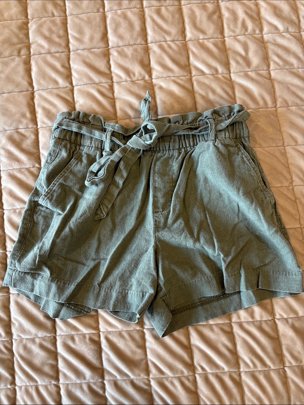 Old Navy Olive Green Paperbag-Waist High-Rise Shorts